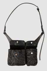 TEO+NG Paris - Black Leather Crossbody Double Pouch Bag - item open view