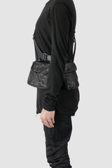 TEO+NG Paris - Black Leather Crossbody Double Pouch Bag - model front side view