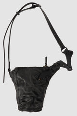 TEO+NG Paris - Black Leather Crossbody Pouch with Zipper - item front detail view