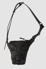 TEO+NG Paris - Black Leather Crossbody Pouch with Zipper - item front view