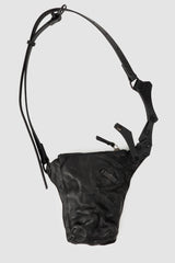 TEO+NG Paris - Black Leather Crossbody Pouch with Zipper - item open view