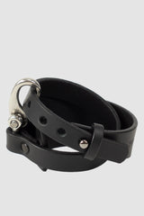 TEO+NG Paris - Black Wrapping Leather Cuff with Steel Clamp - Item left side view