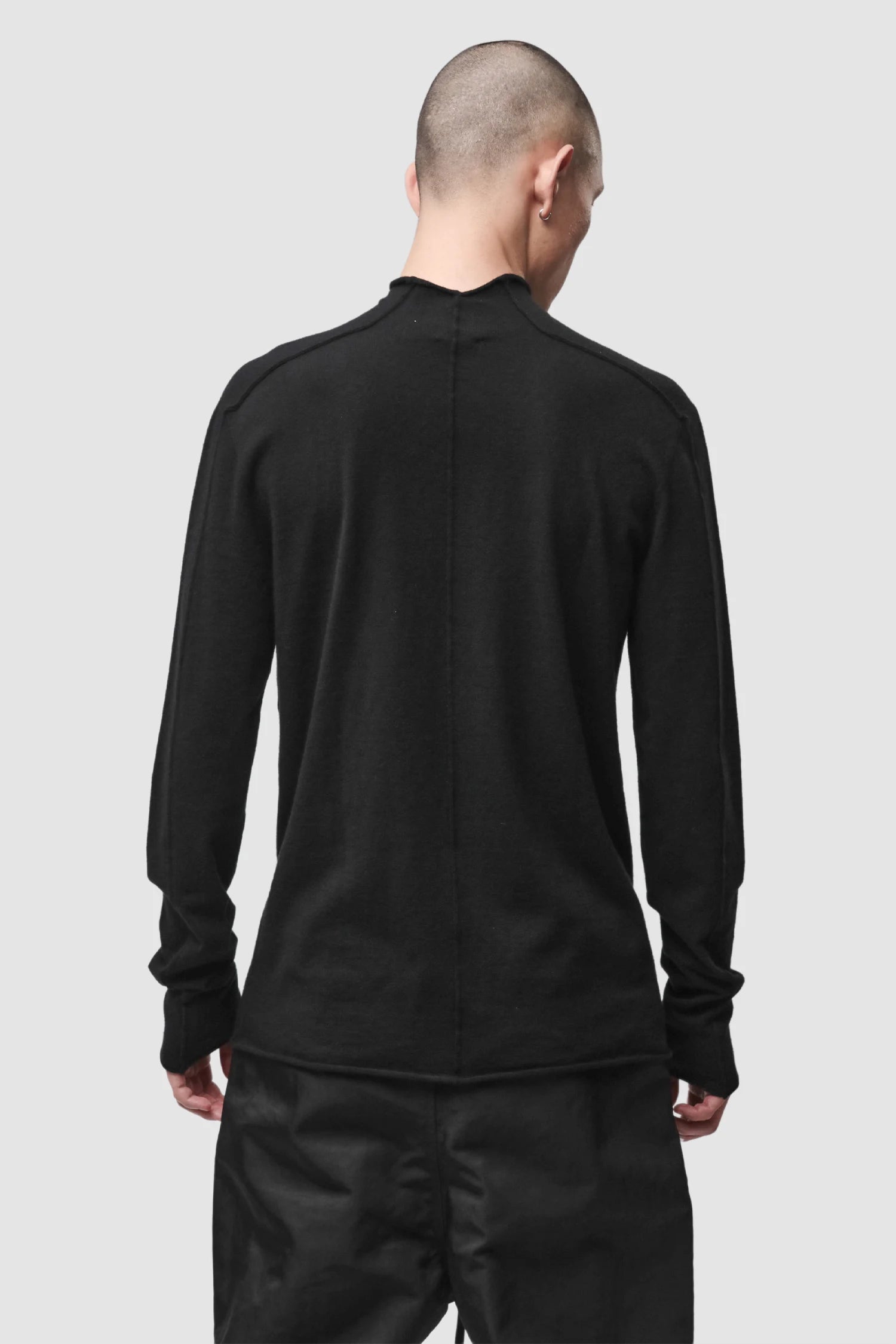 Thom Krom - Men’s Black Cashmere Roll Neck Knit Sweater M-K-130 model back view