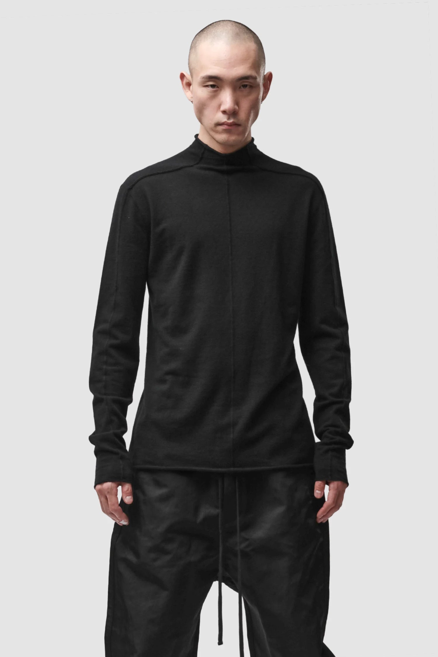 Thom Krom - Men’s Black Cashmere Roll Neck Knit Sweater M-K-130 model front view