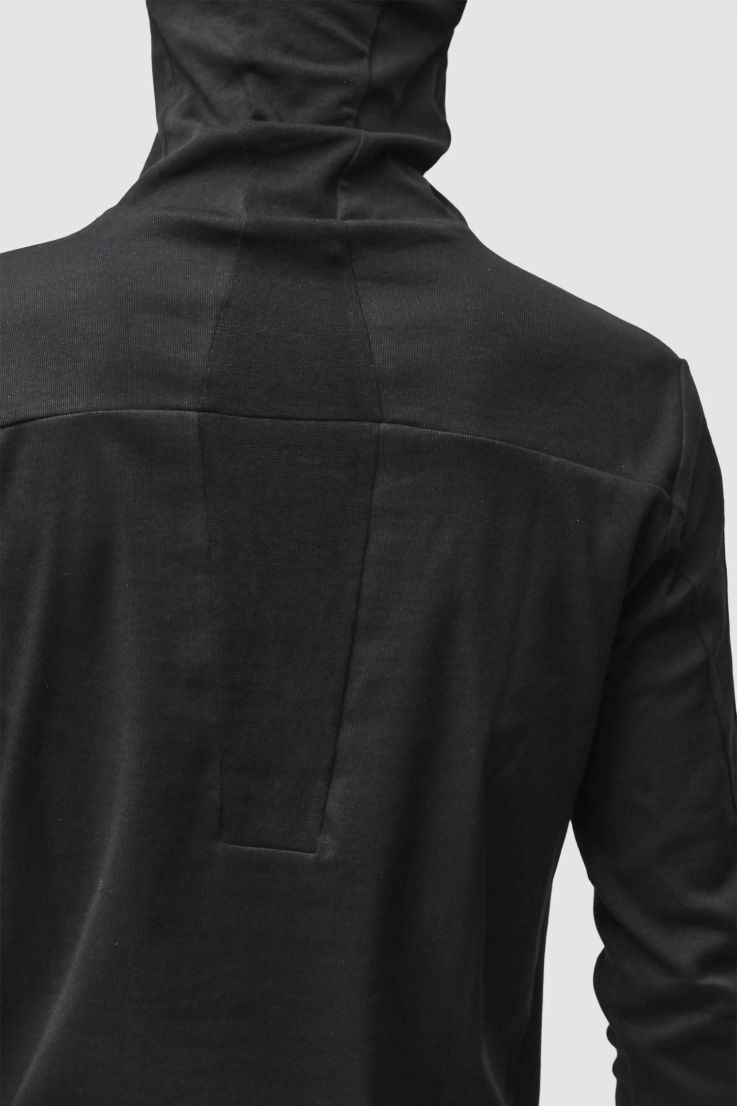 Thom Krom - Men’s Black Cotton Balaclava Hooded Long Sleeve M-TS-985 back detail view