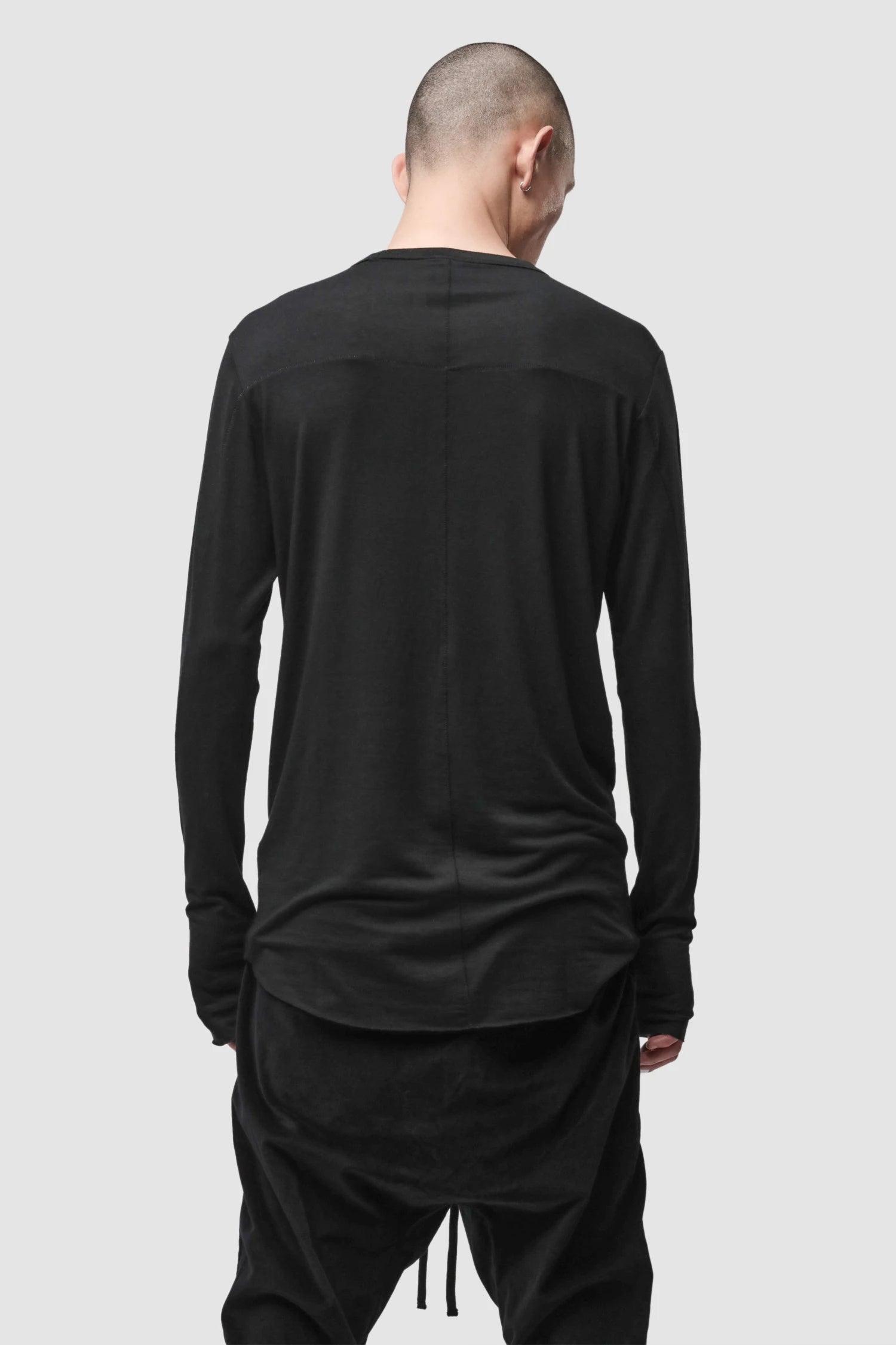 Thom Krom - Men’s Black Modal Cashmere Long Sleeve M-TS-961 model back view