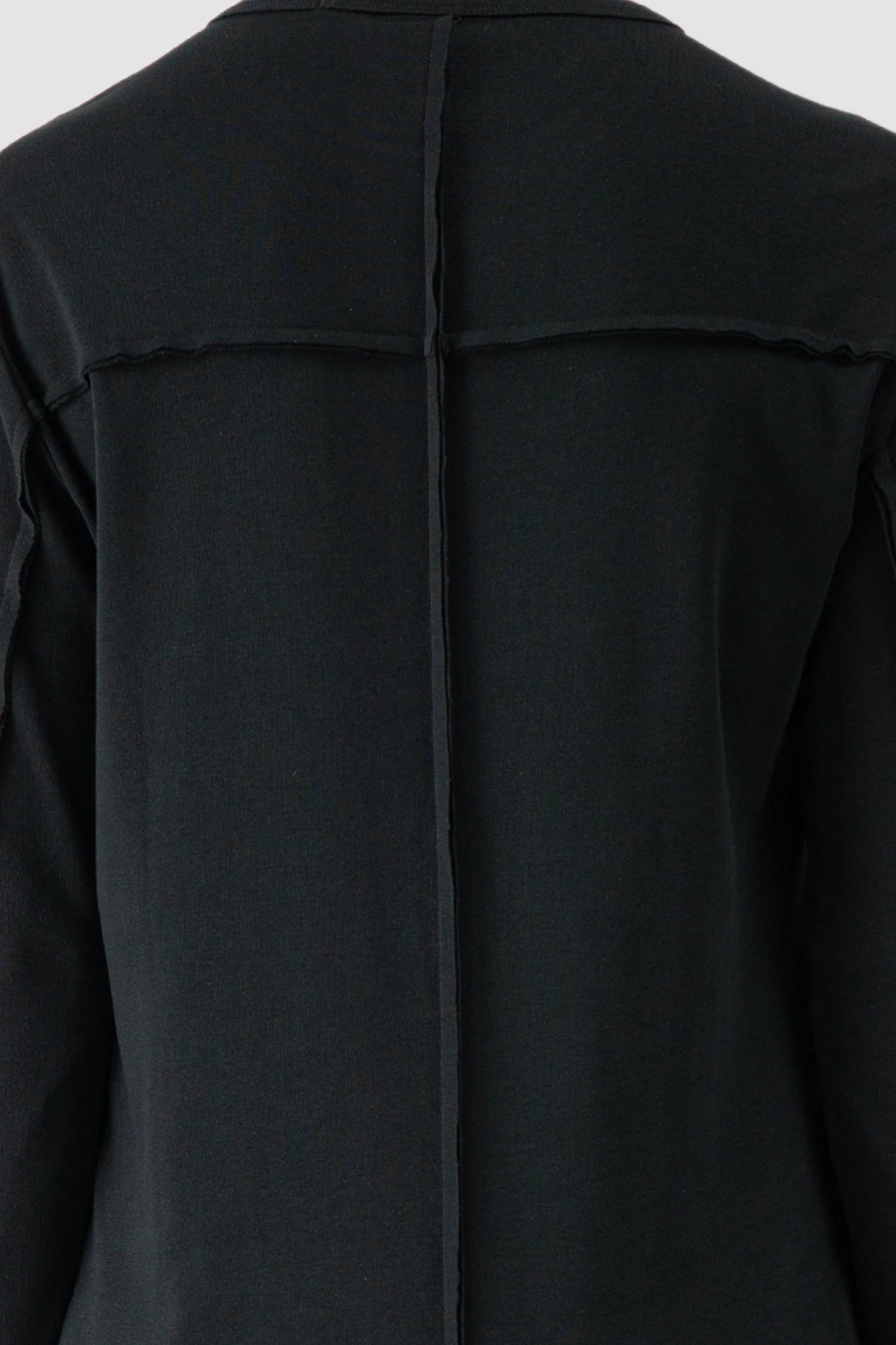 Thom Krom - model back detail view of black Long Sleeve Slim Fit Cotton T-Shirt - M-TS-900