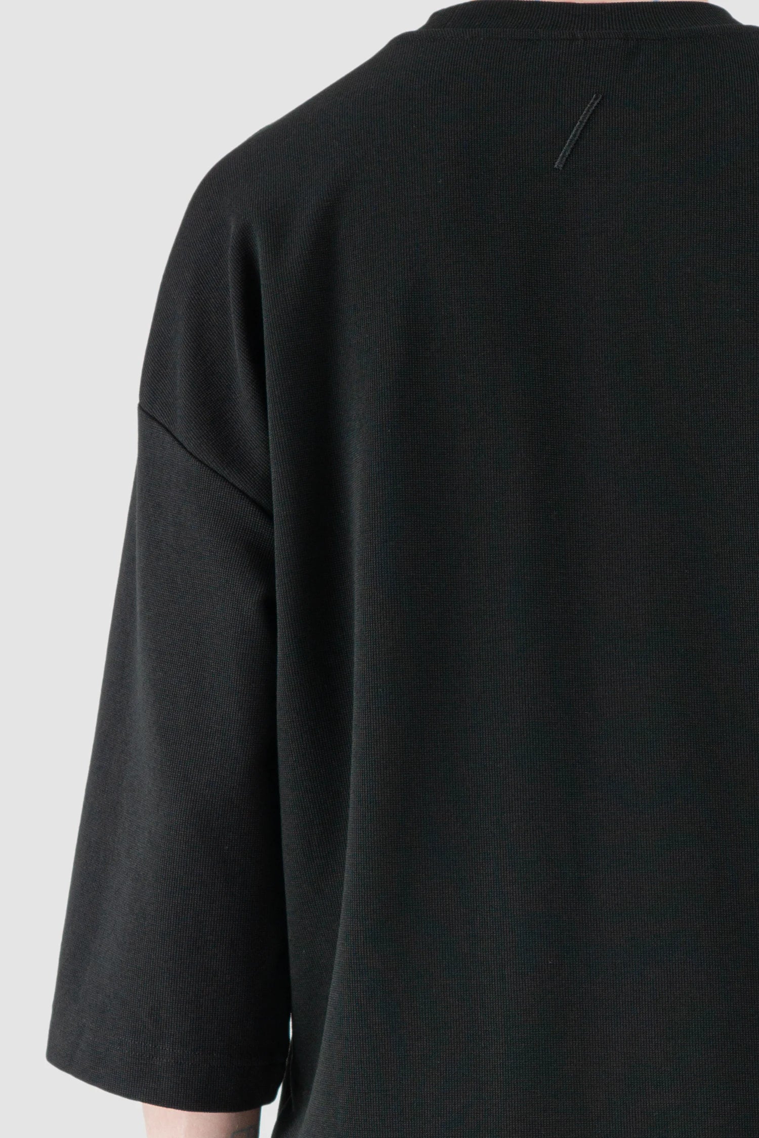 Thom Krom – Men's Black Boxy Structured Cotton T-Shirt - back detail view