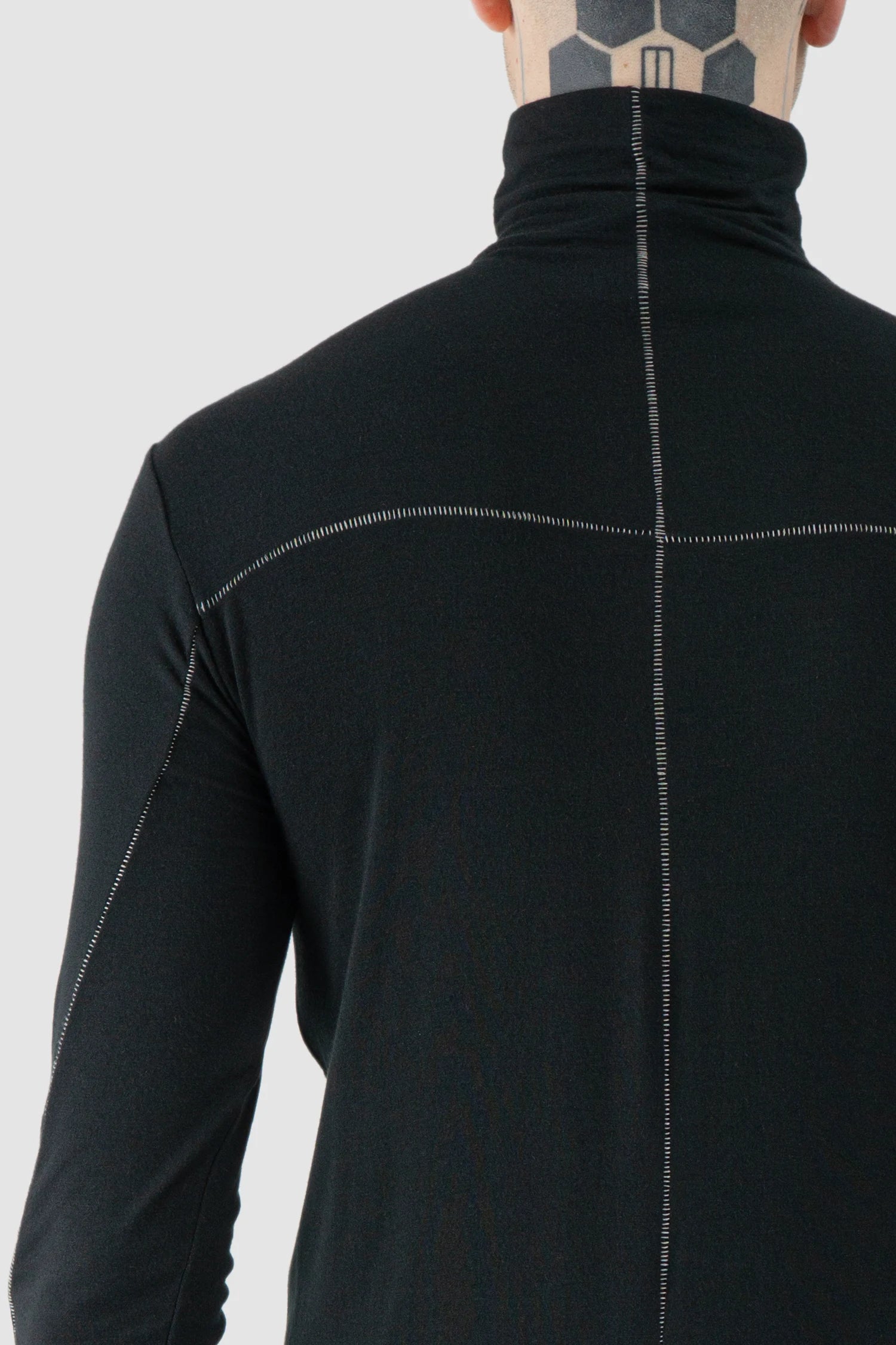 Thom Krom – Men's Black Cashmere Blend Turtleneck Long Sleeve - back detail view