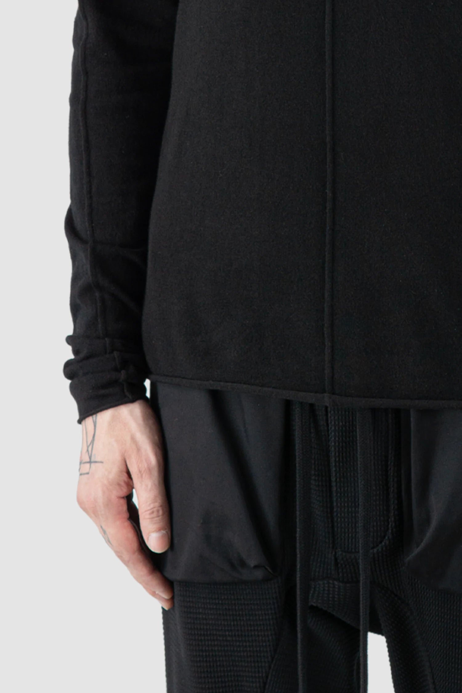 Thom Krom – Men's Black Cashmere Roll Neck Knit Sweater - front detail view