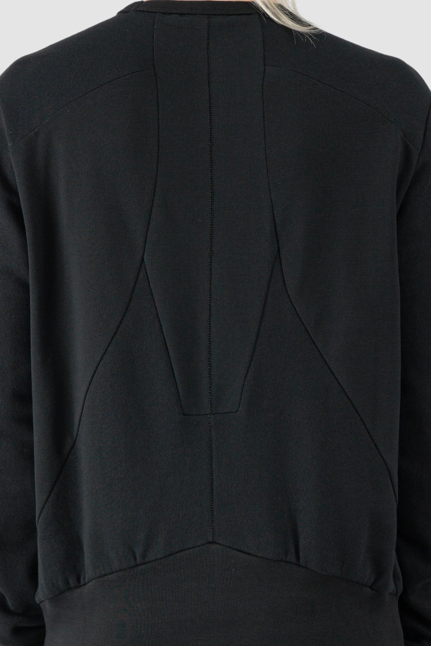 Thom Krom - Men’s Black Cotton Crew Neck Sweater M-S-189 model back detail view