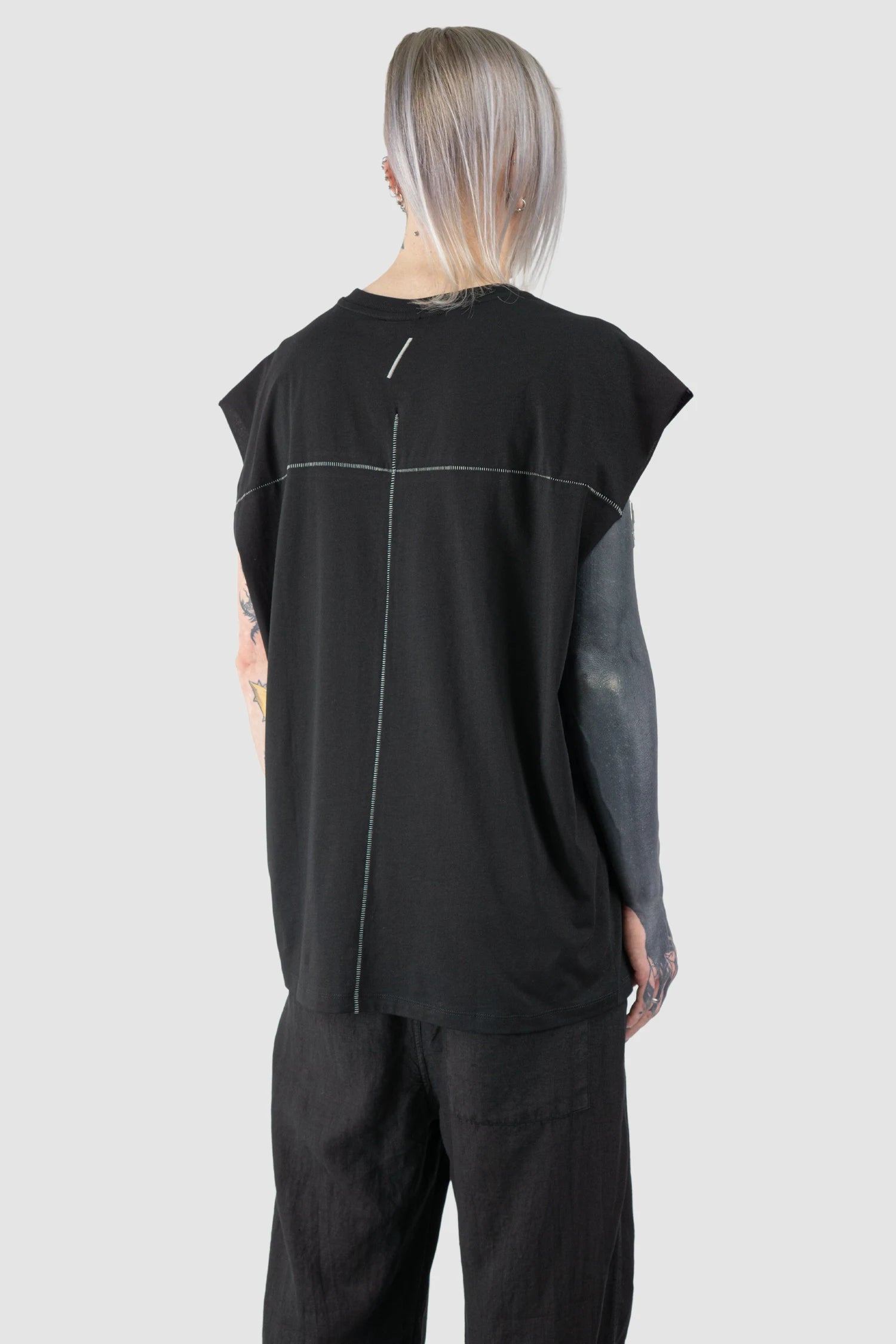 Black Cotton Jersey Oversize Tank Top