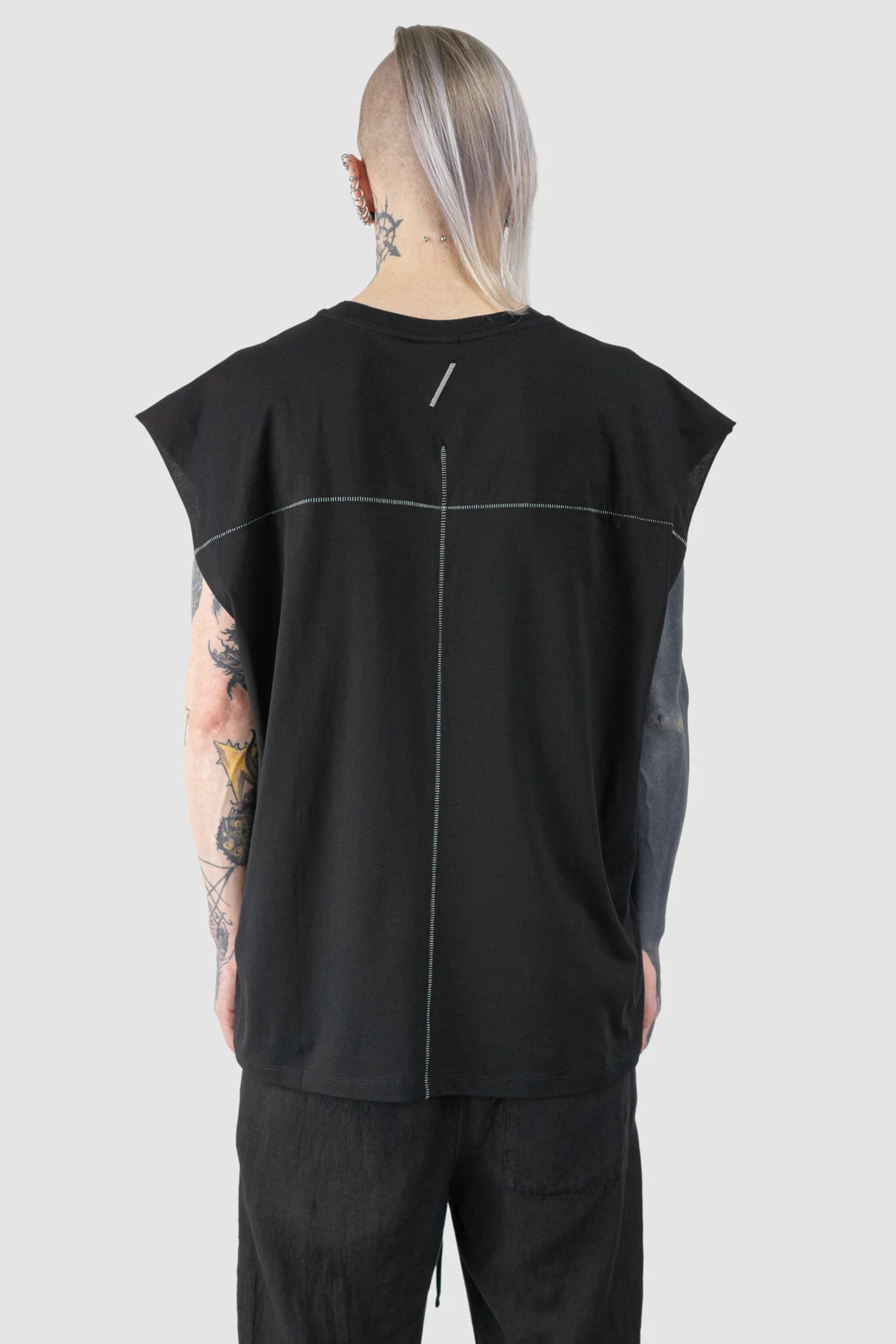 Black Cotton Jersey Oversize Tank Top