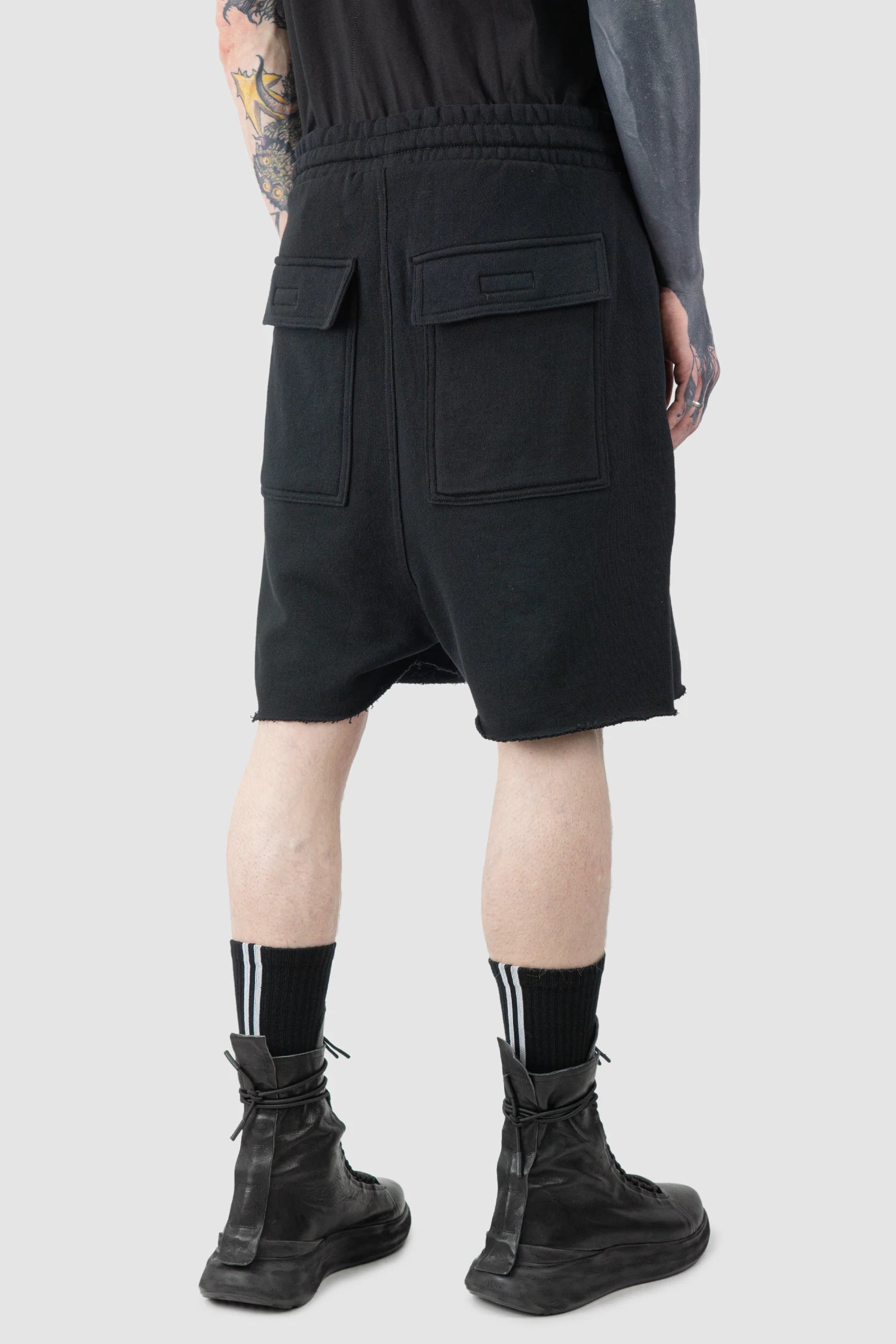 Black Low Crotch Split Sweat Shorts