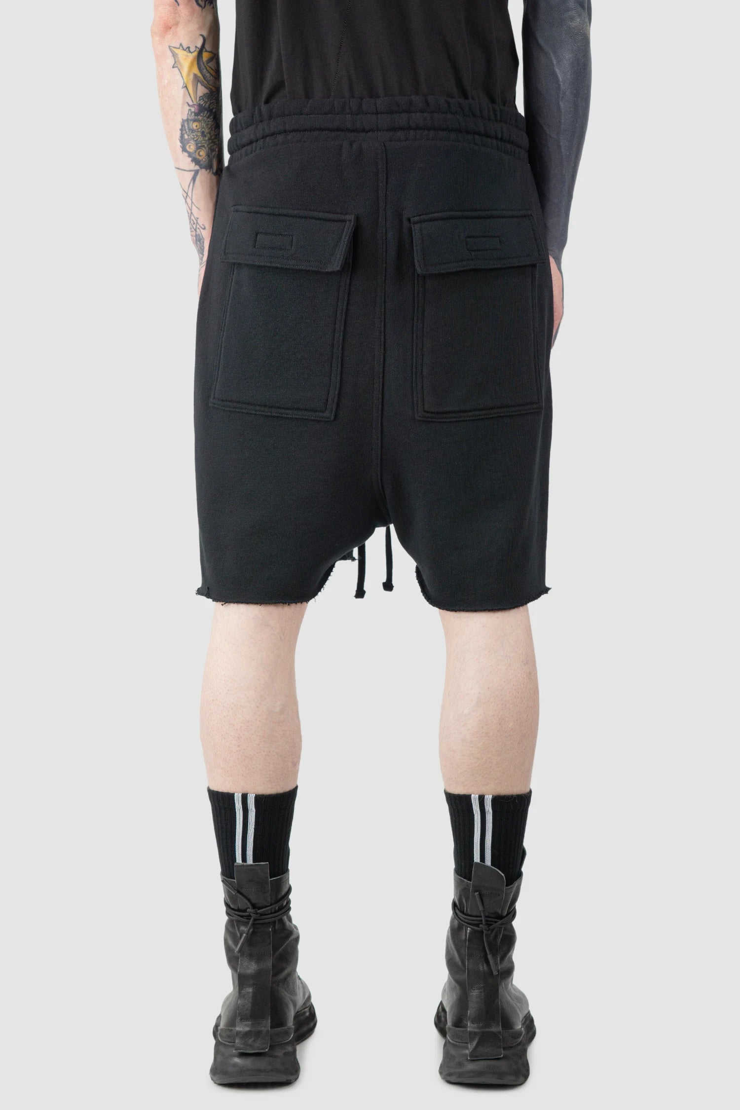 Black Low Crotch Split Sweat Shorts
