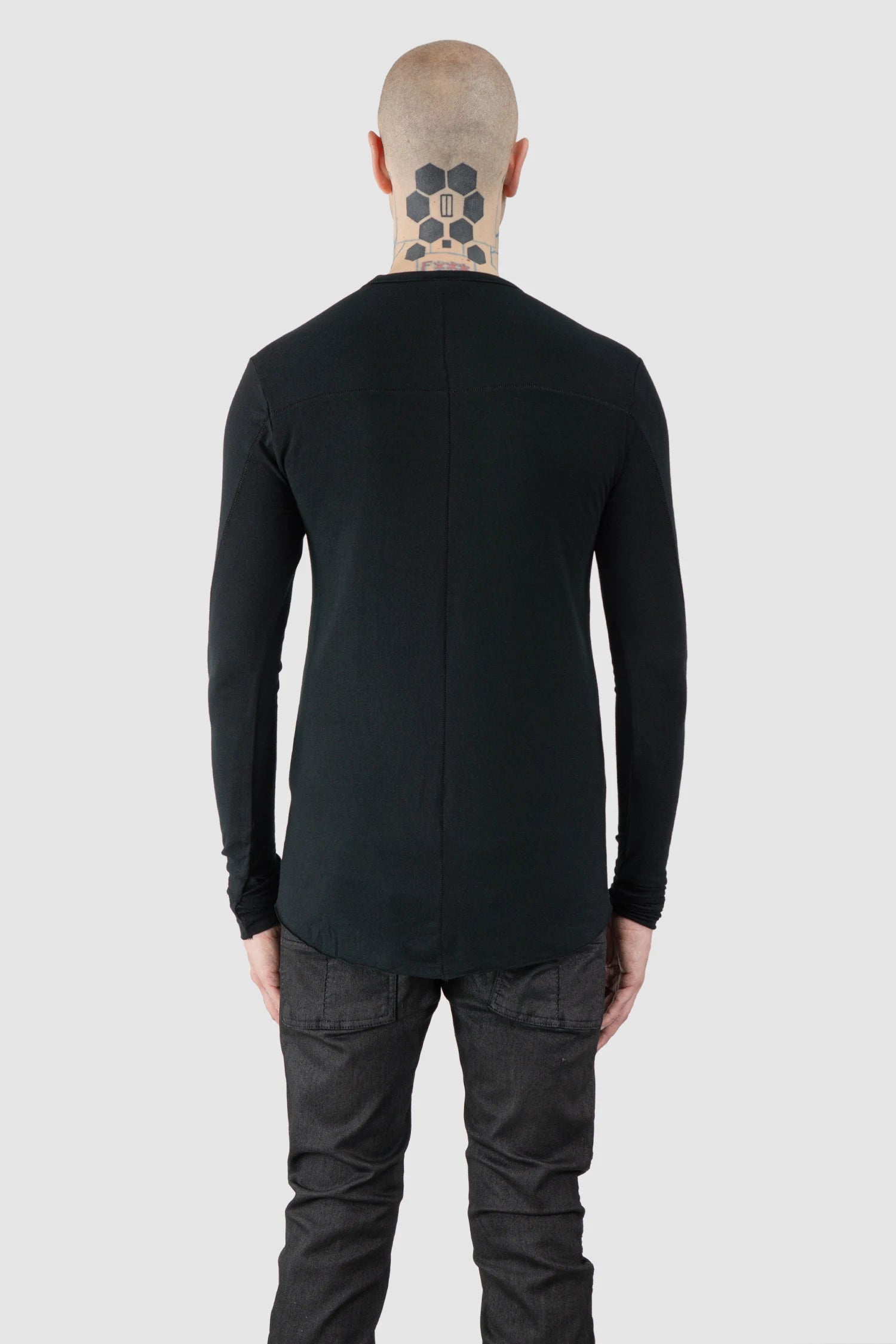 Thom Krom – Men's Black Modal Cashmere Long Sleeve - model back view