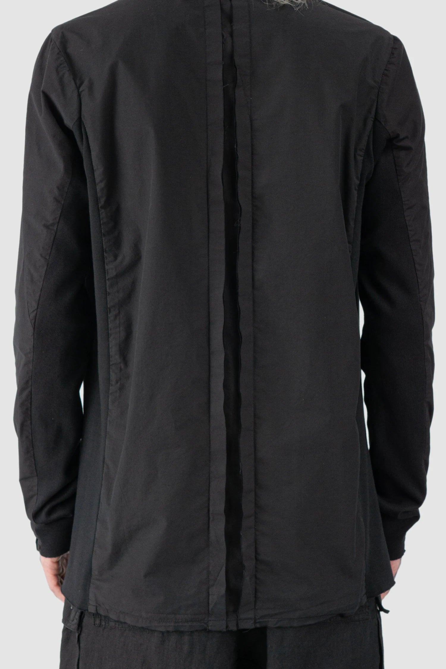 Black Organic Cotton Shirt with Stand Up Collar