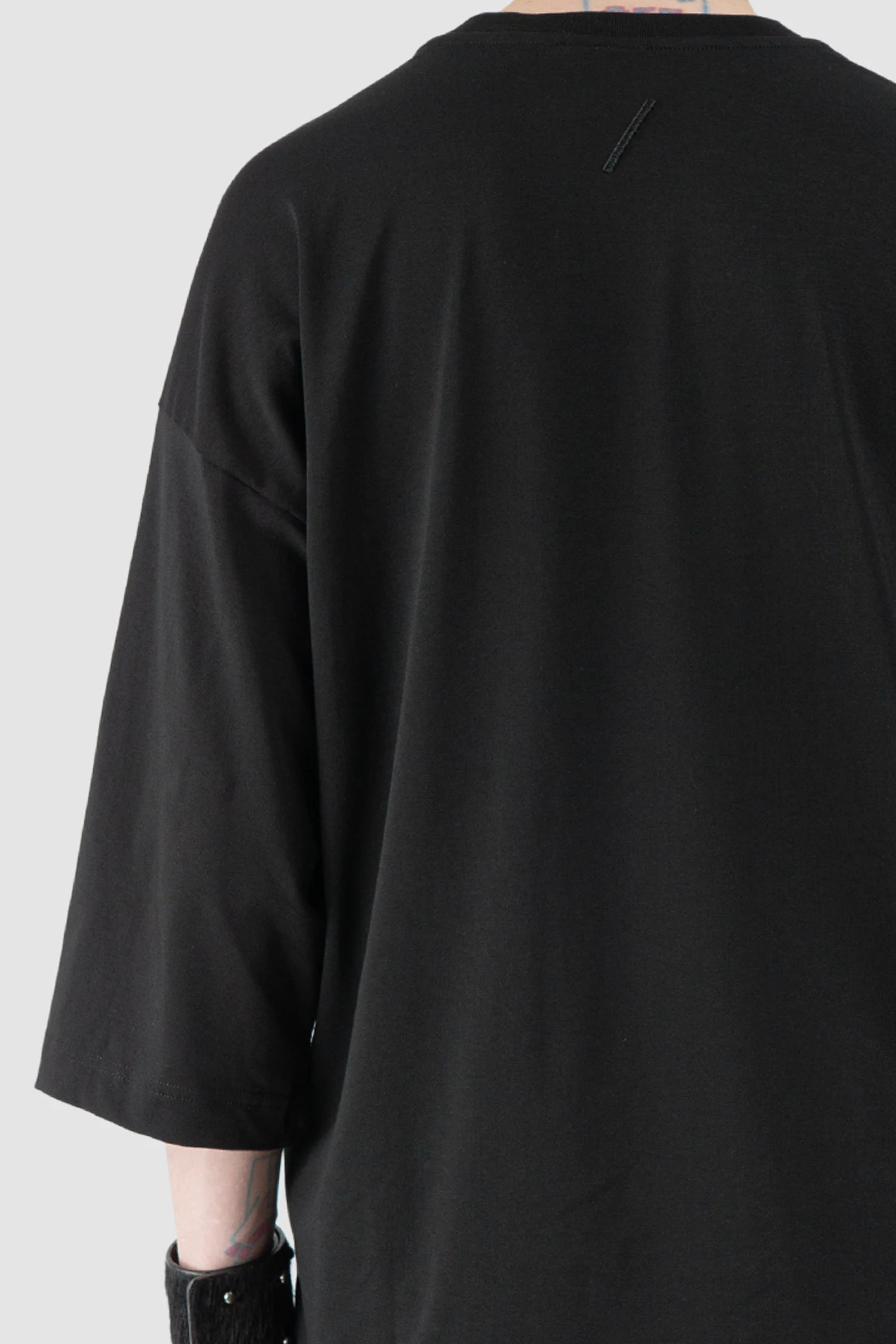 Thom Krom – Men's Black Oversized Cotton Modal T-Shirt - back detail view