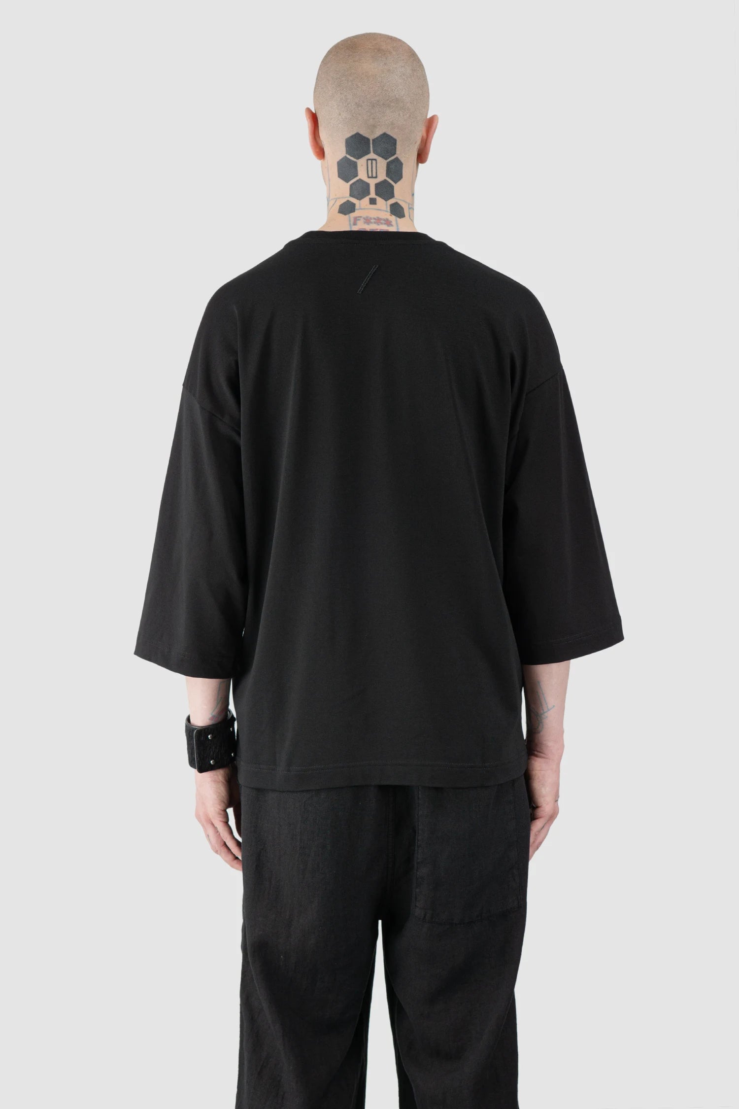 Thom Krom – Men's Black Oversized Cotton Modal T-Shirt - model back view