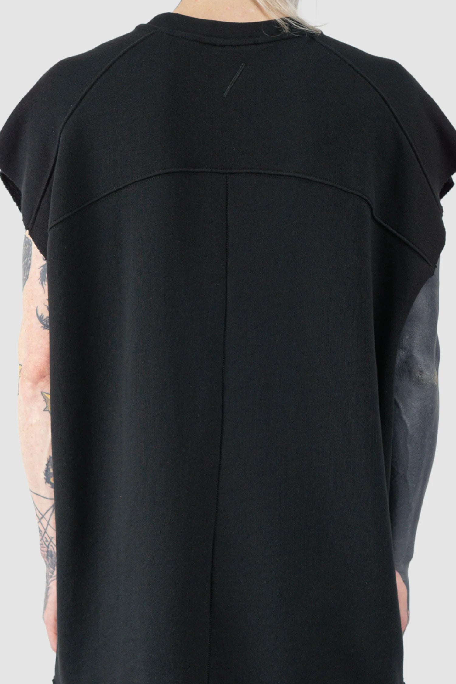 Black Raw Edge Cotton Tank Top