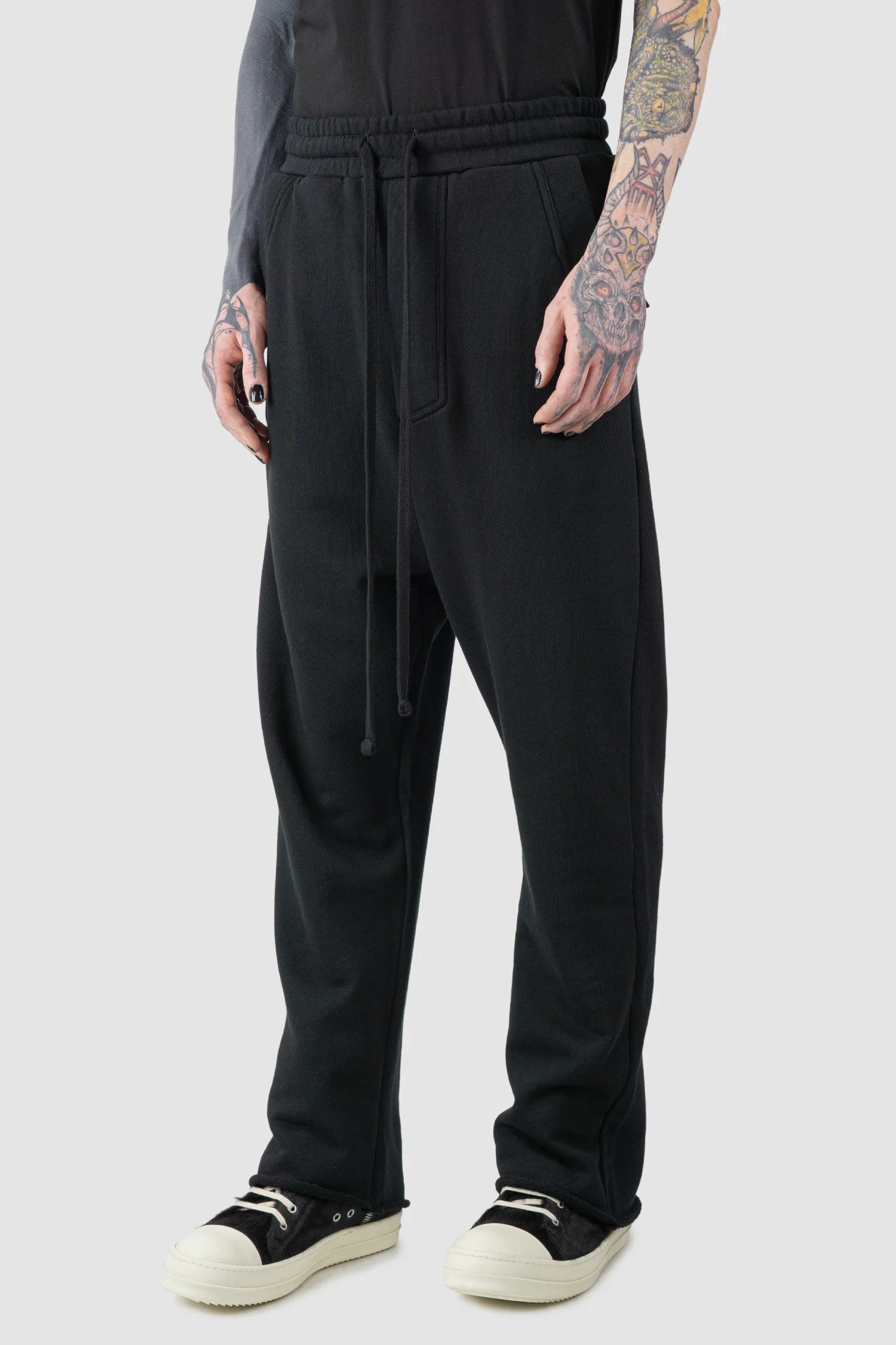 Black Relaxed Low Crotch Sweat Trousers