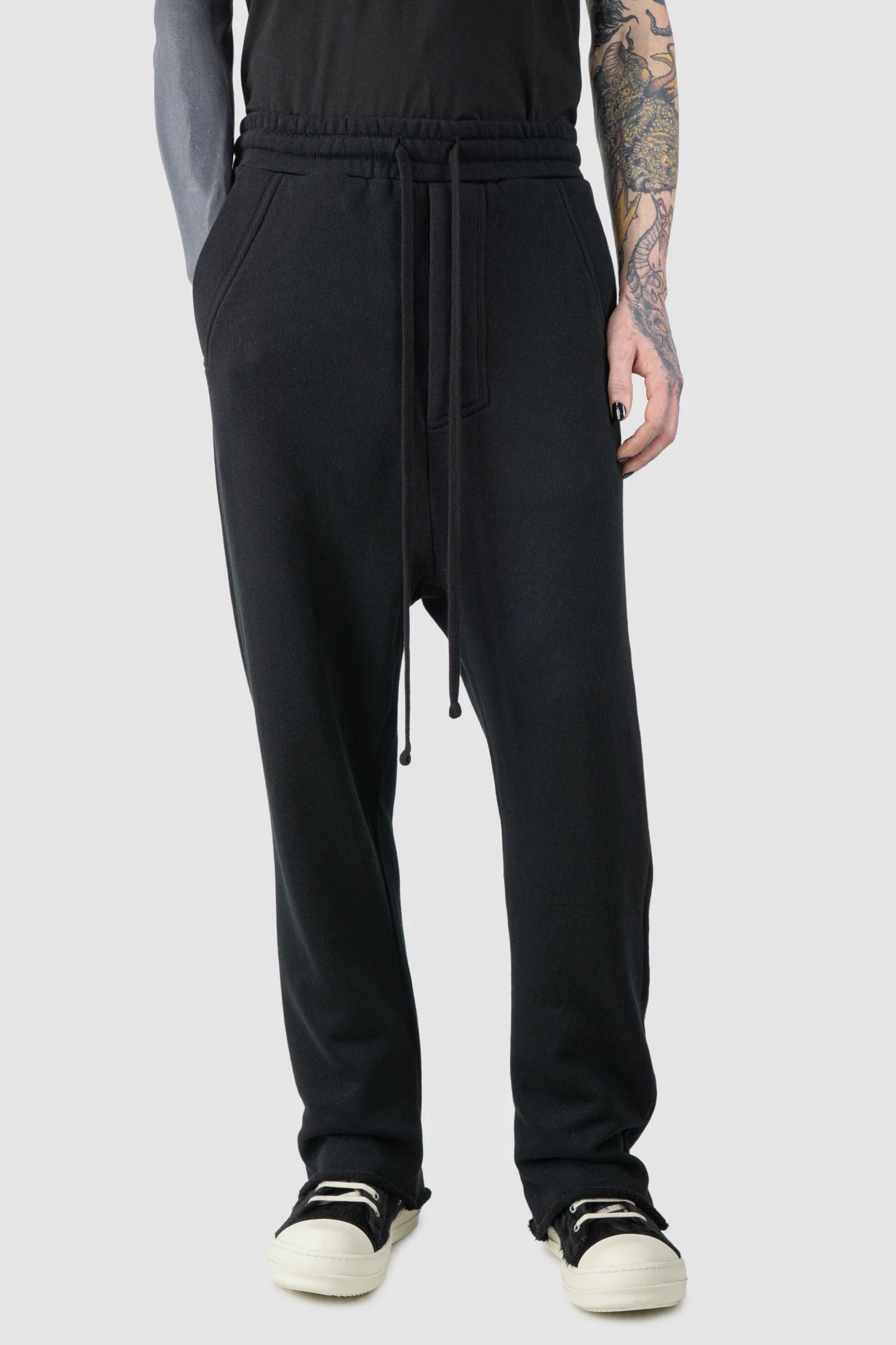 Black Relaxed Low Crotch Sweat Trousers