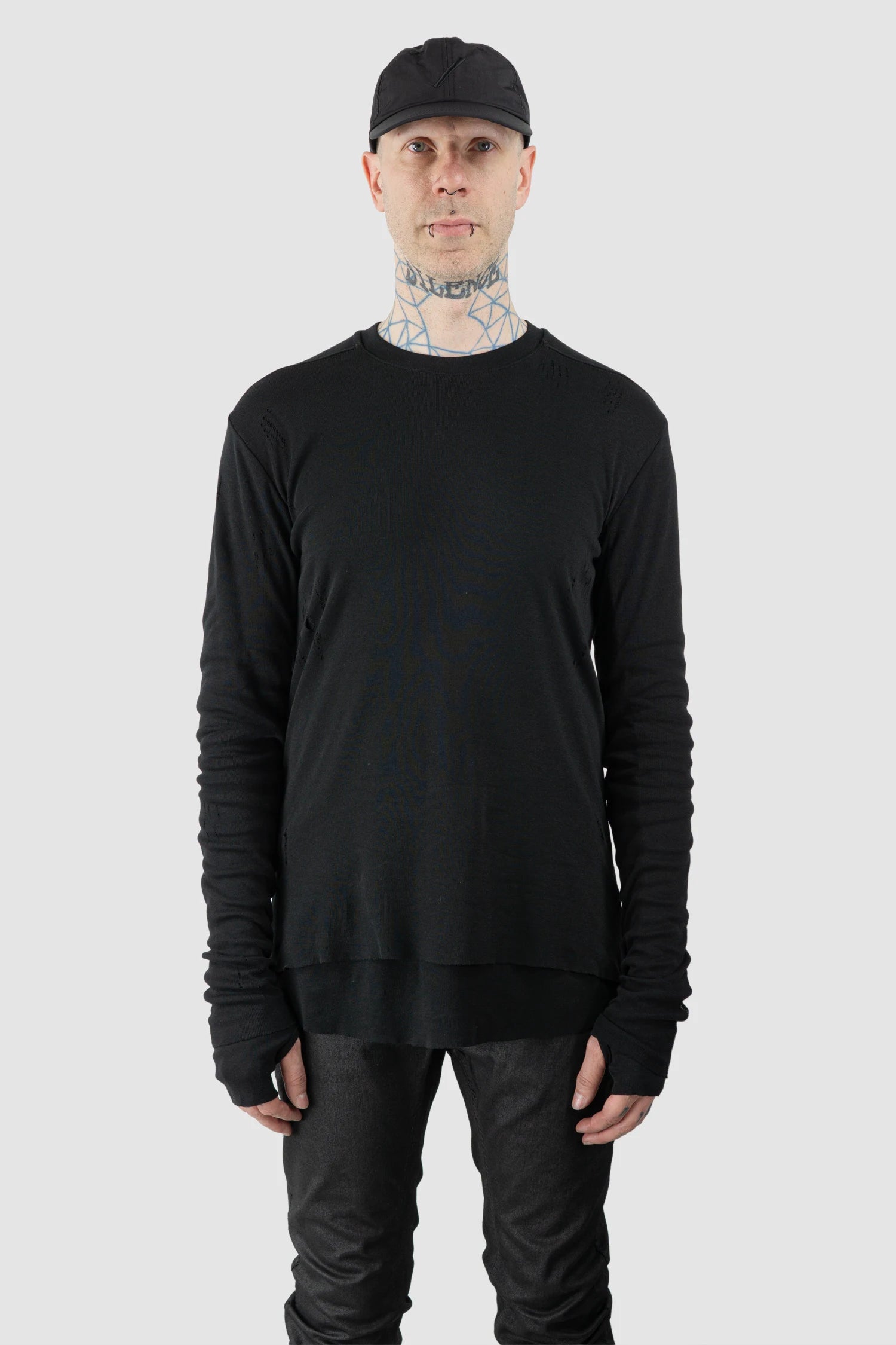 Thom Krom – Men's Black Slash Logo Base Cap - front full body view