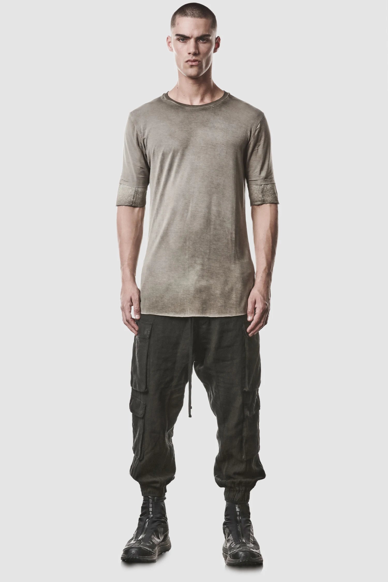 Schwarze Gewebte Leinen-Cargo-Joggerhose