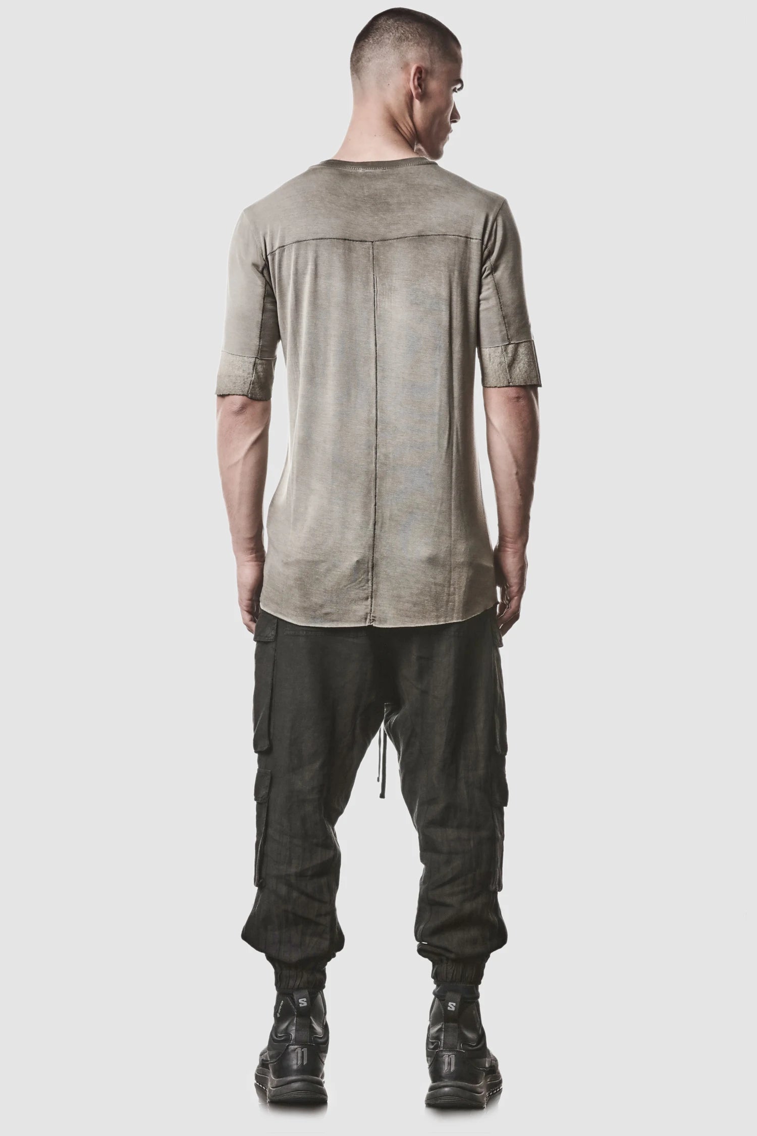 Schwarze Gewebte Leinen-Cargo-Joggerhose