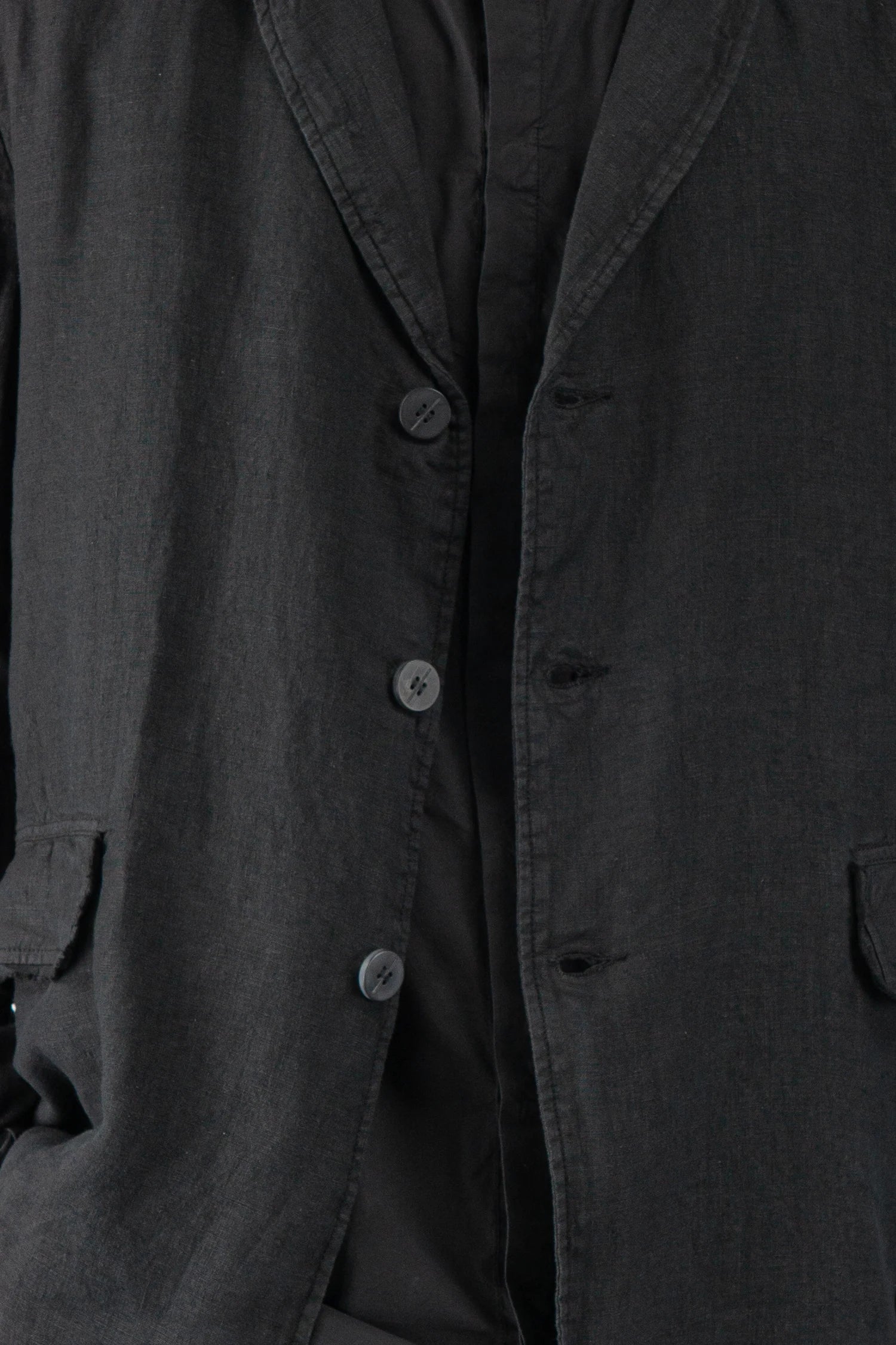 Black Woven Linen Blazer Jacket