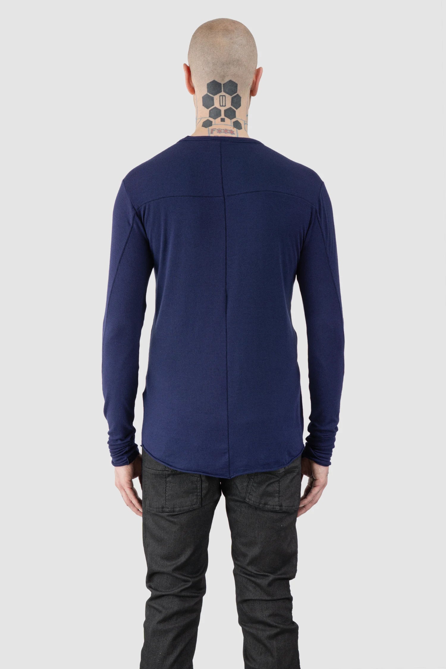 Thom Krom – Men's Blue Modal Cashmere Long Sleeve - model back view