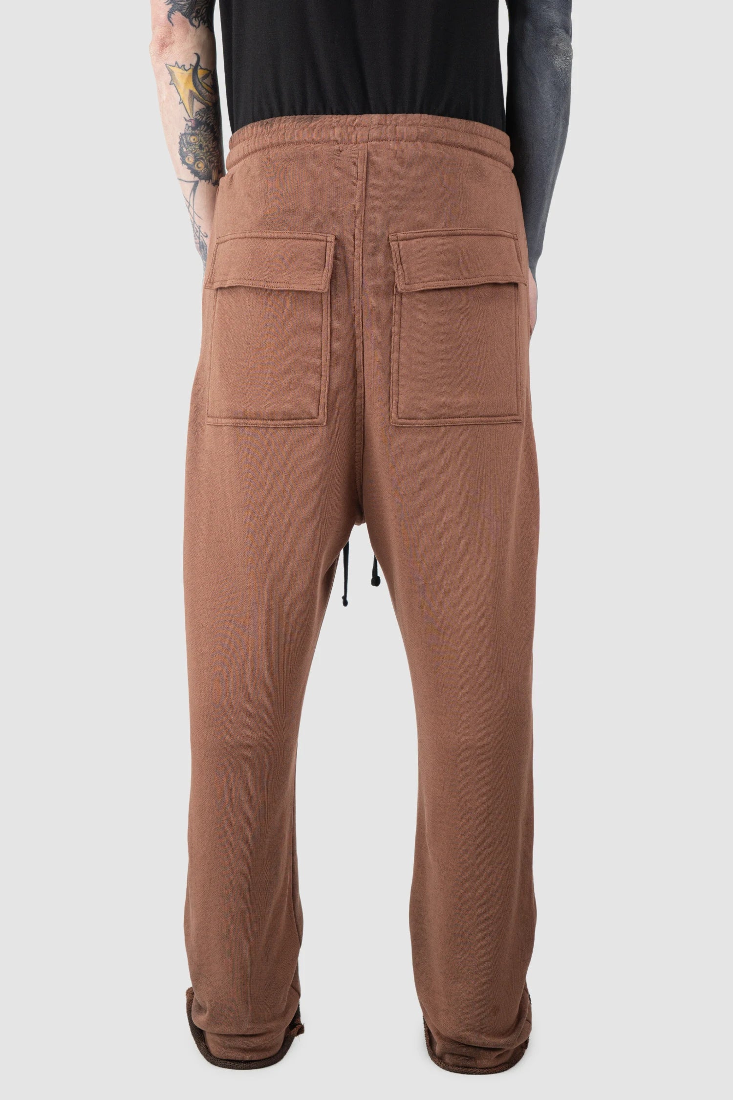 Thom Krom - Men’s Red Relaxed Low Crotch Sweatpants M-ST-518 model back view