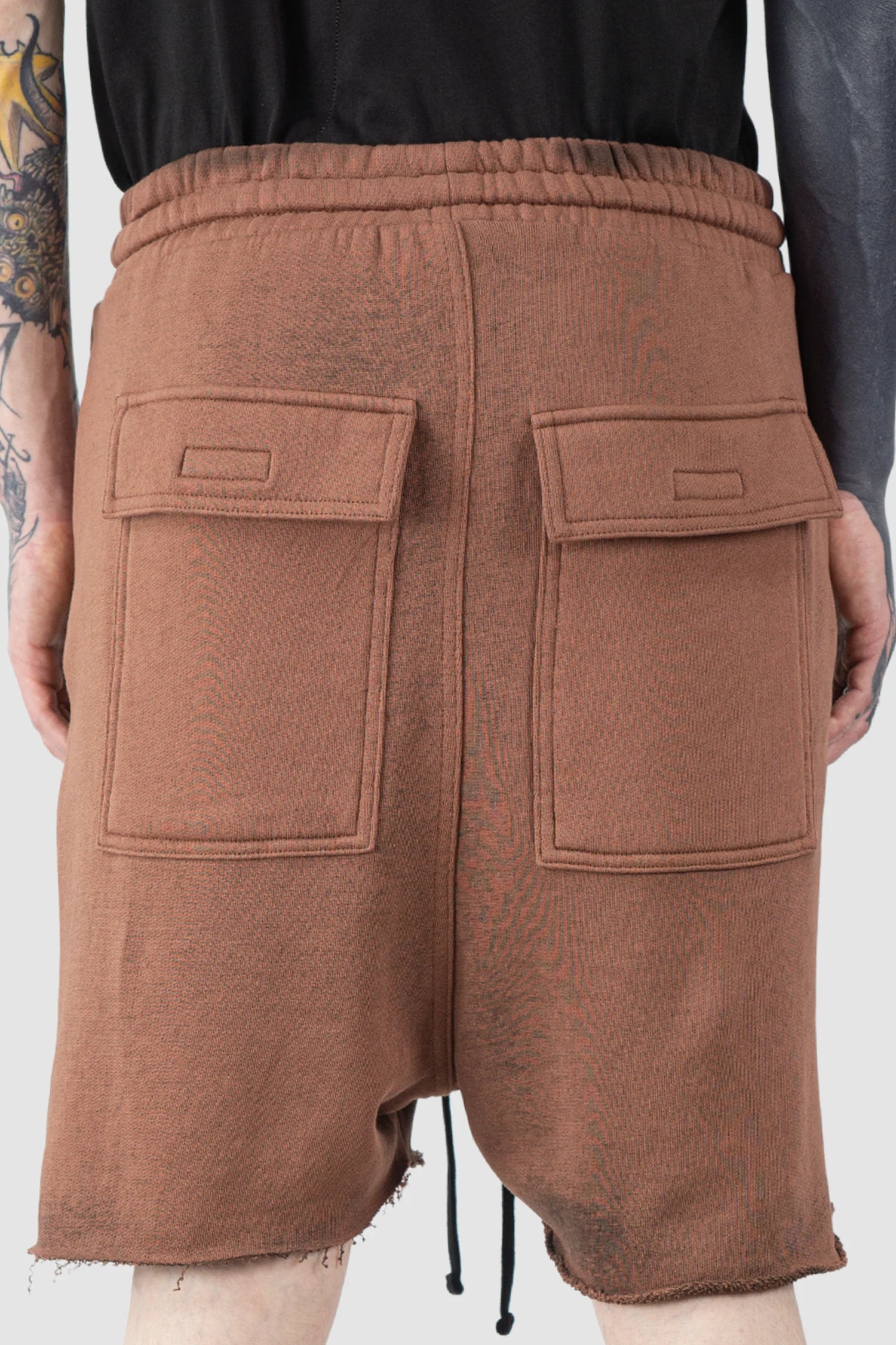 Red Split Hem Cotton Sweat Shorts