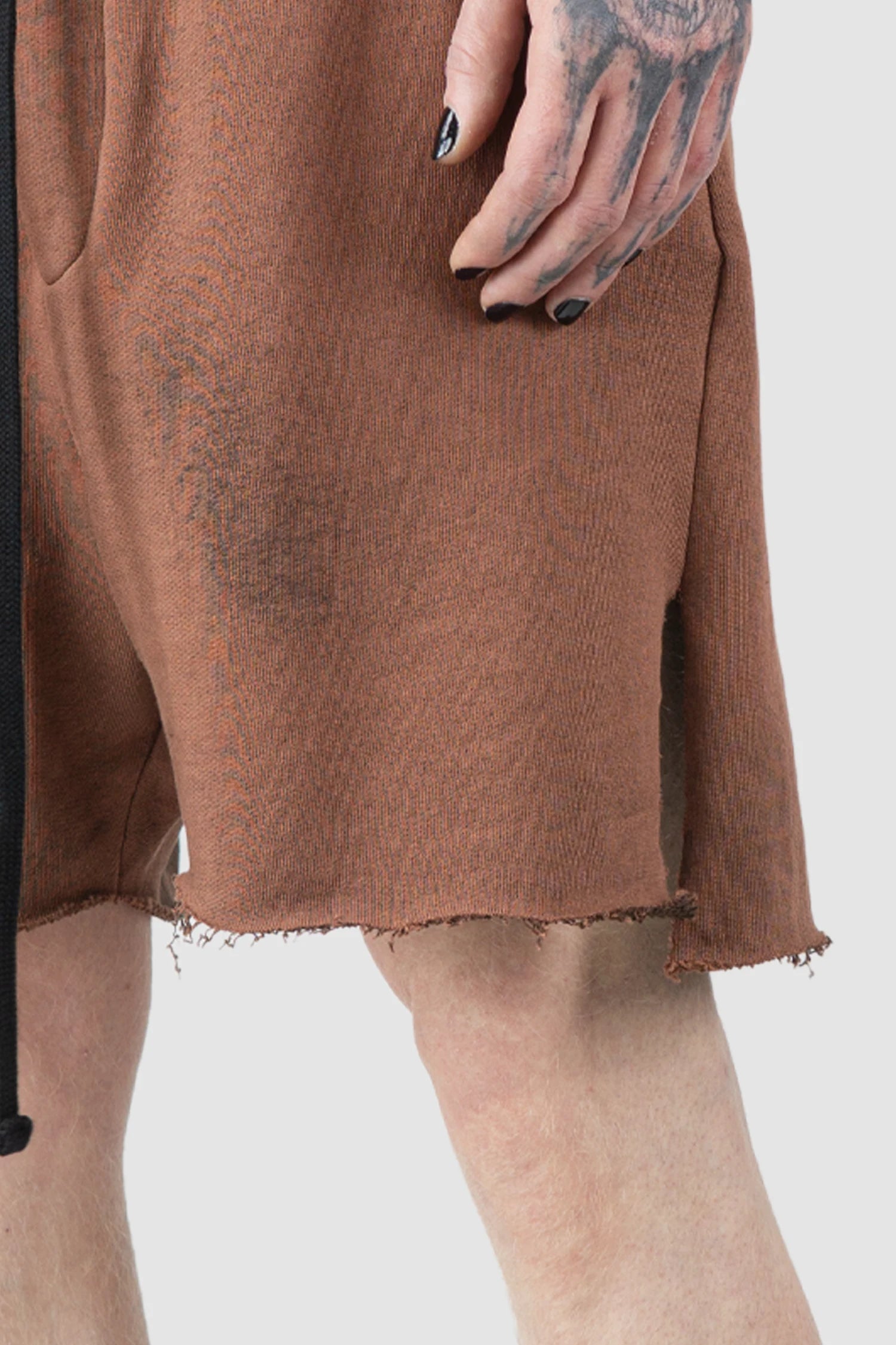 Red Split Hem Cotton Sweat Shorts