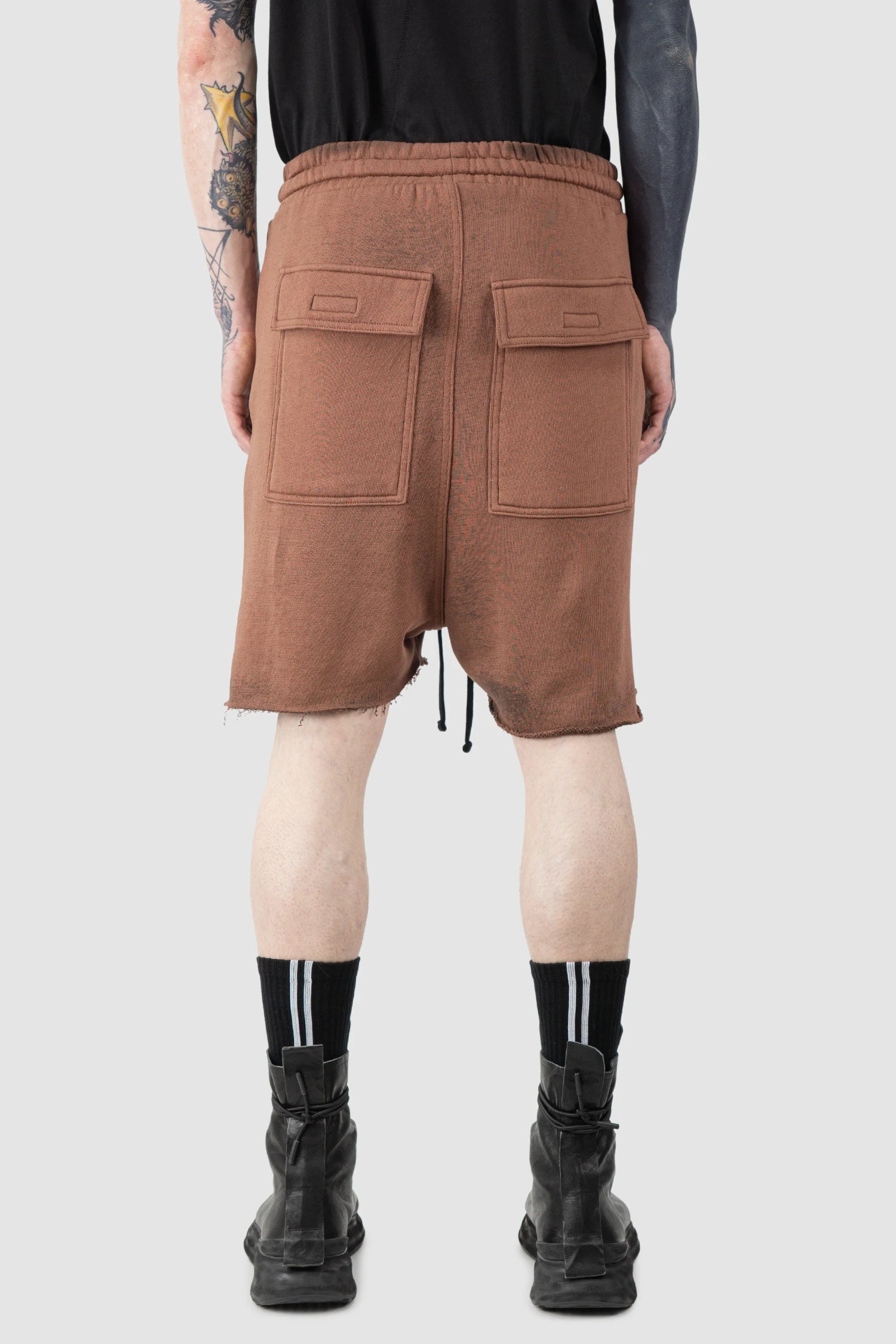 Red Split Hem Cotton Sweat Shorts