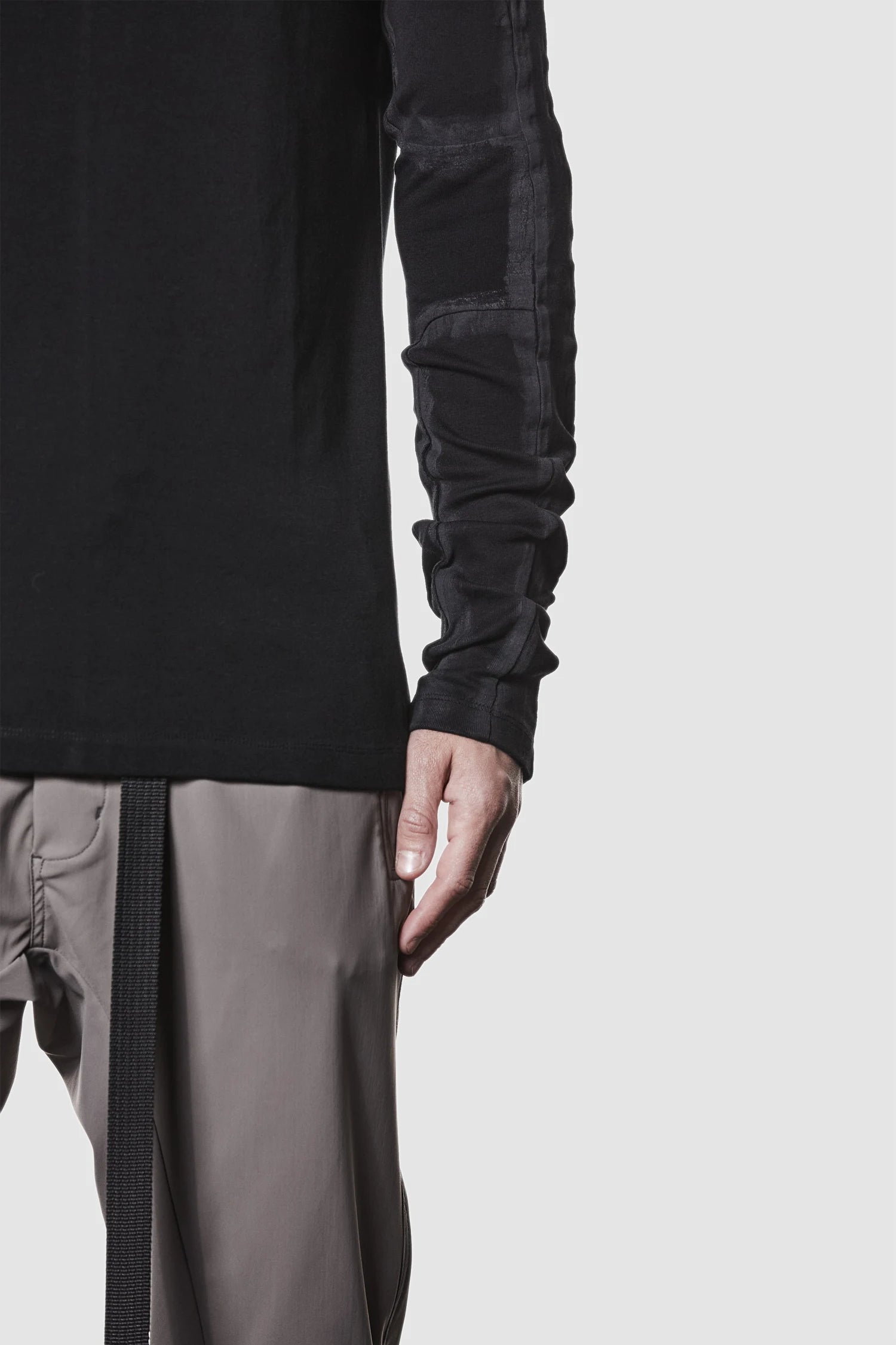 Thom Krom - arm detail view of black Hand-Painted Long Sleeve Shirt
 - M-TS-907