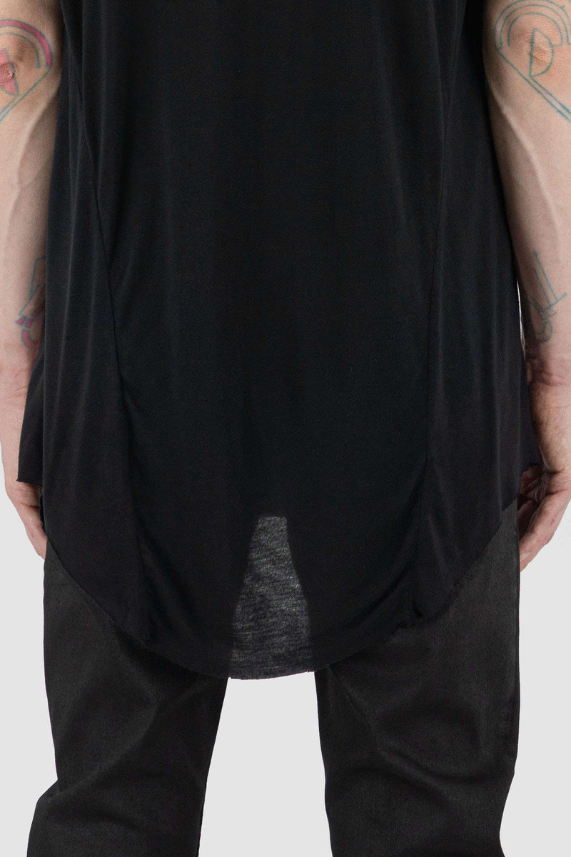 Detail view of Black Two Piece T-Shirt for Men with relaxed fit, LEON LOUIS