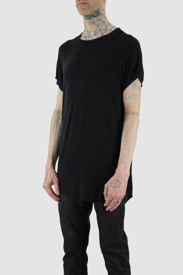 Side view of Black Two Piece T-Shirt for Men with relaxed fit, LEON LOUIS
