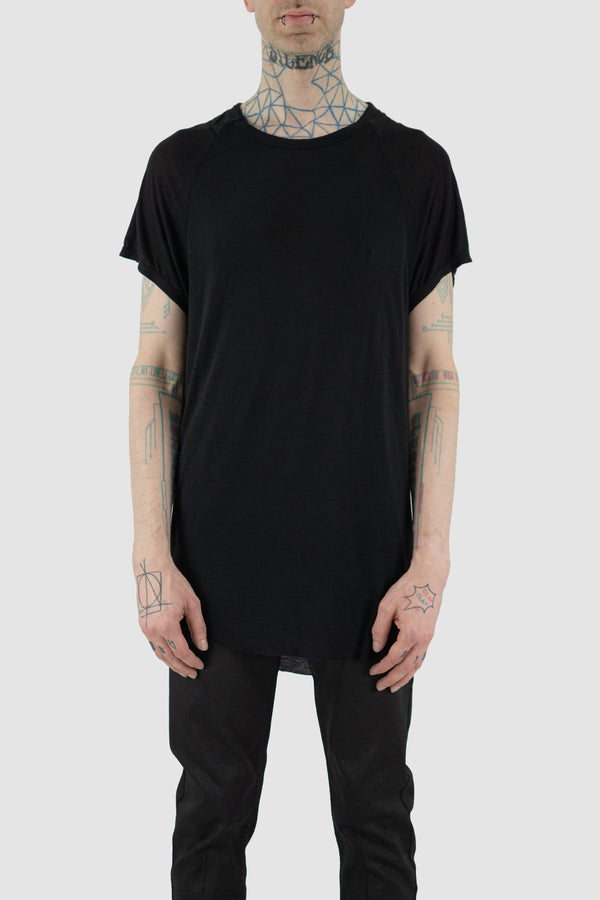 Front view of Black Two Piece T-Shirt for Men with relaxed fit, LEON LOUIS