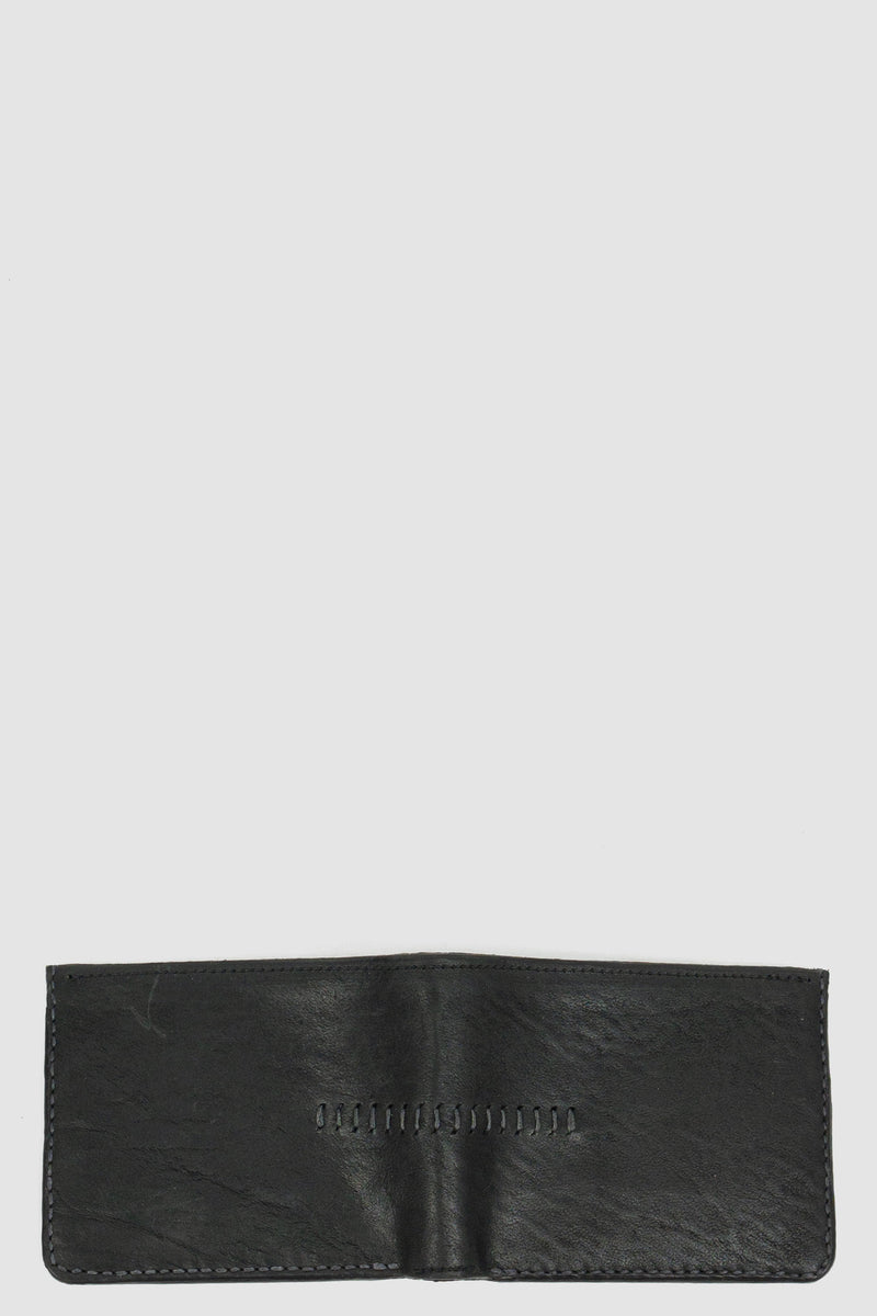 Detail view of Black Bi-Fold Wallet for Men with vegetable tanned horse leather, _0.HIDE