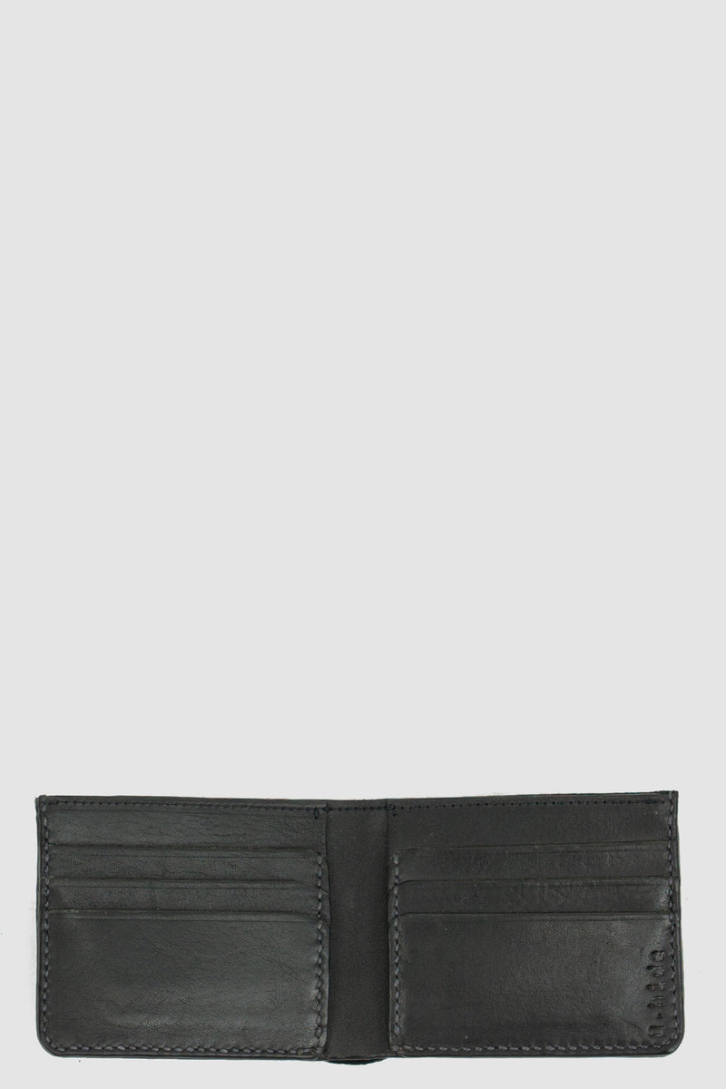 Open view of Black Bi-Fold Wallet for Men with vegetable tanned horse leather, _0.HIDE