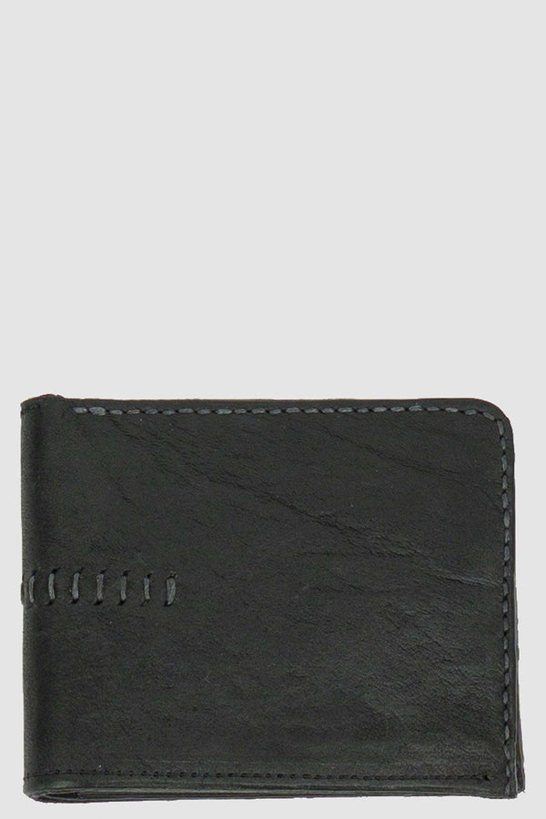 Back view of Black Bi-Fold Wallet for Men with vegetable tanned horse leather, _0.HIDE