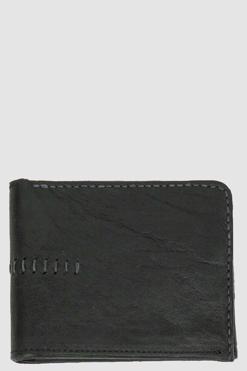 Back view of Black Bi-Fold Wallet for Men with vegetable tanned horse leather, _0.HIDE