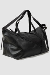 Werkschwarz - front left view of black Soft Cow Leather Weekender Bag Cabin 1P