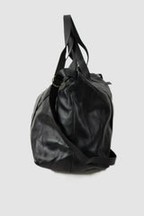 Werkschwarz - side view of black Soft Cow Leather Weekender Bag Cabin 1P
