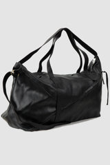 Werkschwarz - zip detail of black Soft Cow Leather Weekender Bag Cabin 1P