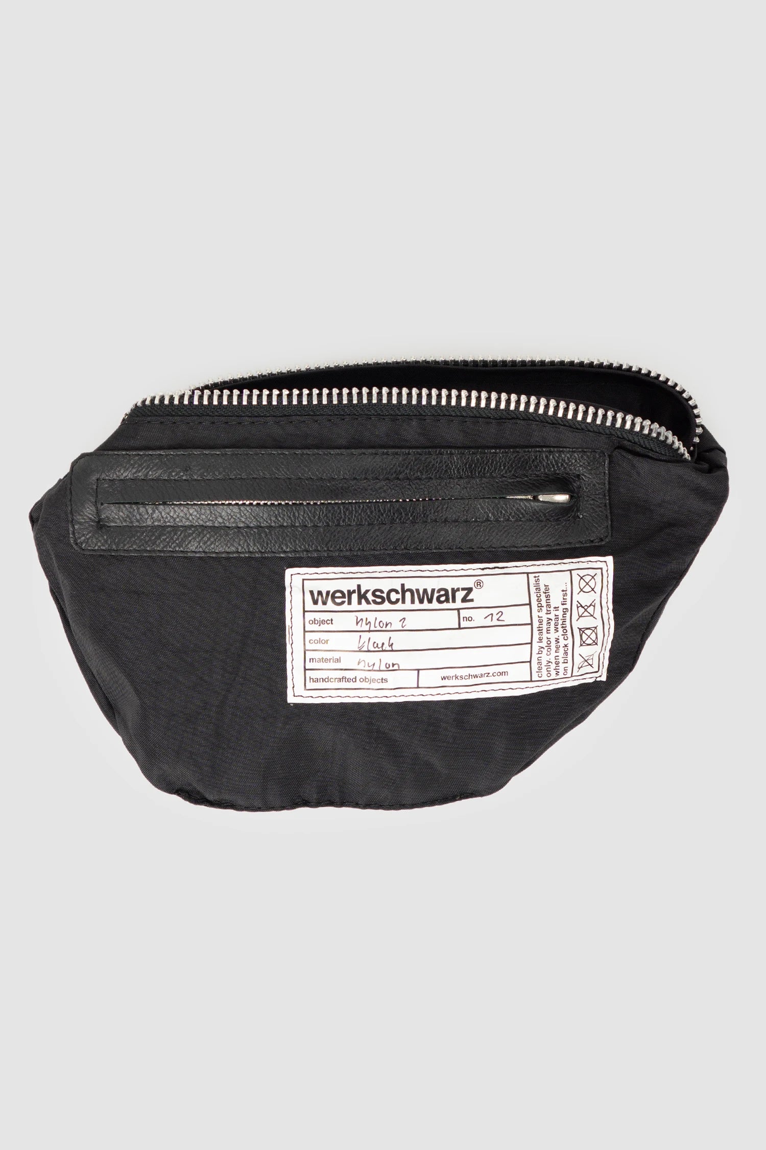 Werkschwarz - Men’s Black Washed Fanny Pack Nylon 2 item inside view