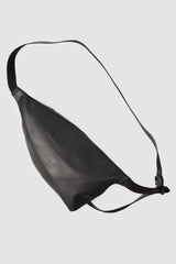 Werkschwarz - Men’s Black Waxed Leather Belt Bag Werk 50F item back view