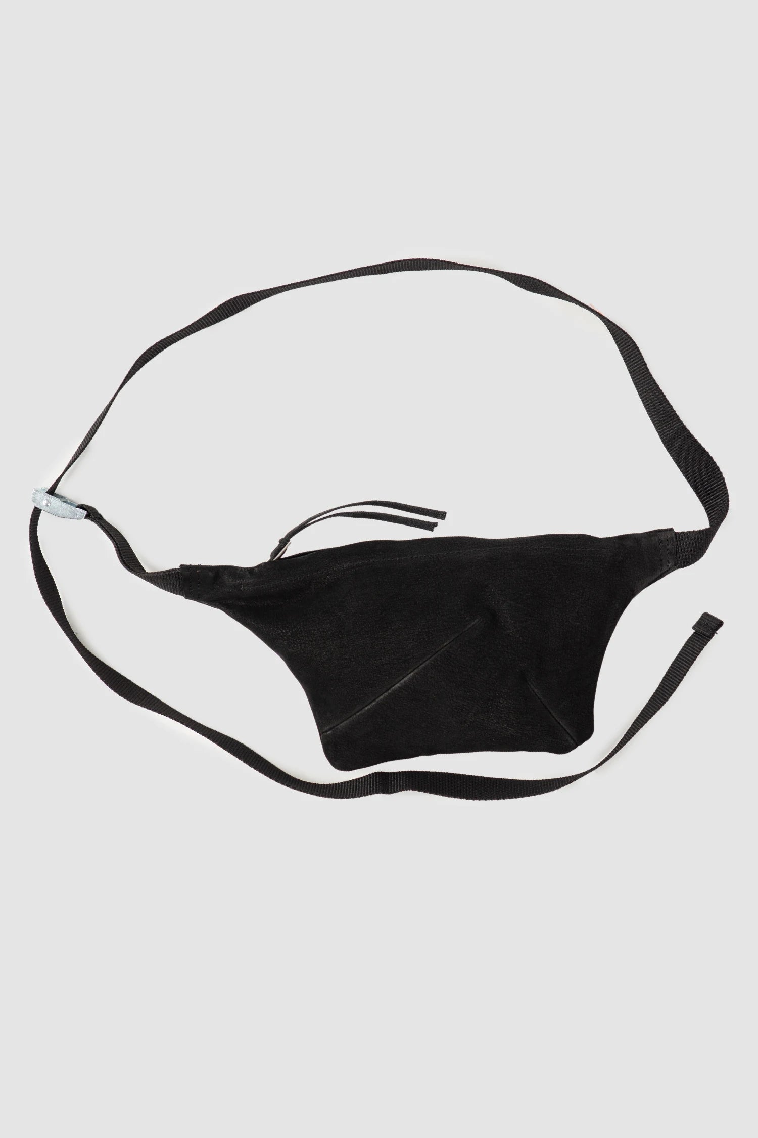 Werkschwarz - item front view of men’s FW25 Black Waxed Leather Cross Body Fanny Bag Werk 52N