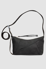 Werkschwarz - Men’s Black Waxed Leather Shoulder Bag Werk 51F item front view